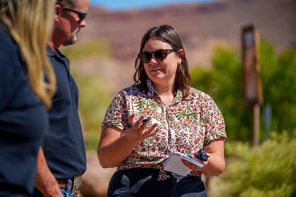 (Trent Nelson | The Salt Lake Tribune) Tribune reporter Brooke Larsen on assignment at Quail Creek Reservoir in Hurricane.