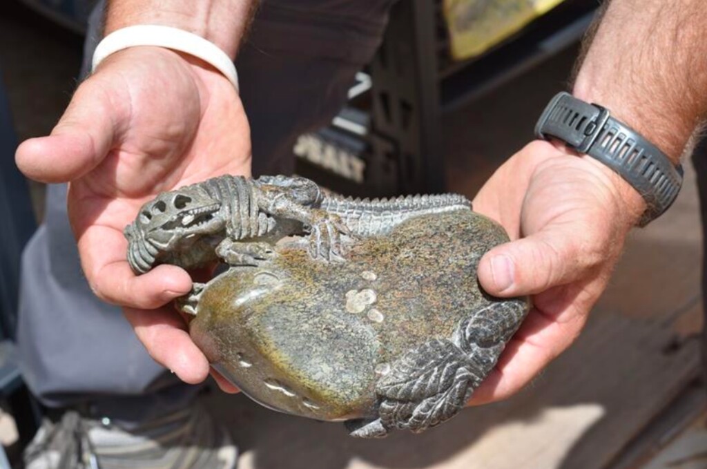 (U.S. Attorney's Office) This is a carving made from dinosaur bone that Vint and Donna Wade, Moab residents, allegedly sold to Steven and Jordan Willing. This carving was listed for individual sale for $48,000. The Wades and Willings were indicted on Thursday,  charged with conspiracy and theft of property against the United States, as well as multiple felony charges for violating the federal Paleontological Resources Preservation Act.