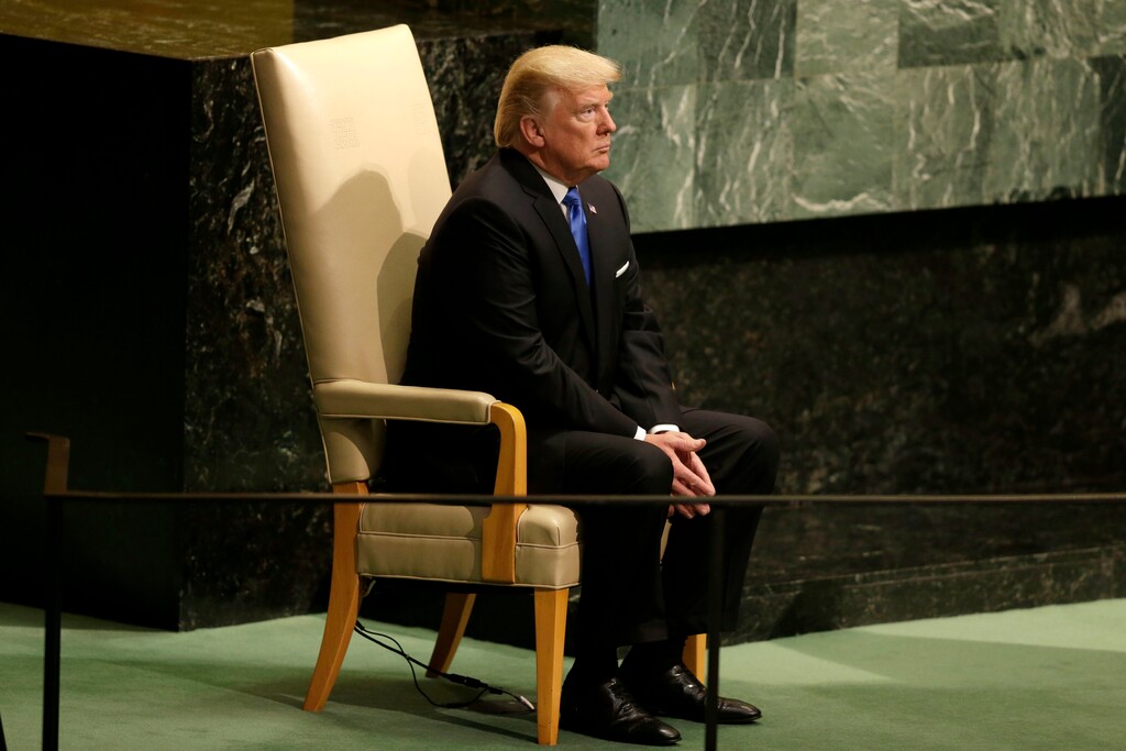 United States President Donald Trump prepares to speak during the United Nations General Assembly at U.N. headquarters, Tuesday, Sept. 19, 2017. (AP Photo/Seth Wenig)