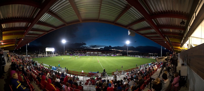 (Rick Egan  |  The Salt Lake Tribune)       Photo composite of the new Zions Bank Stadium in, Herriman, Monday, April 30, 2018.