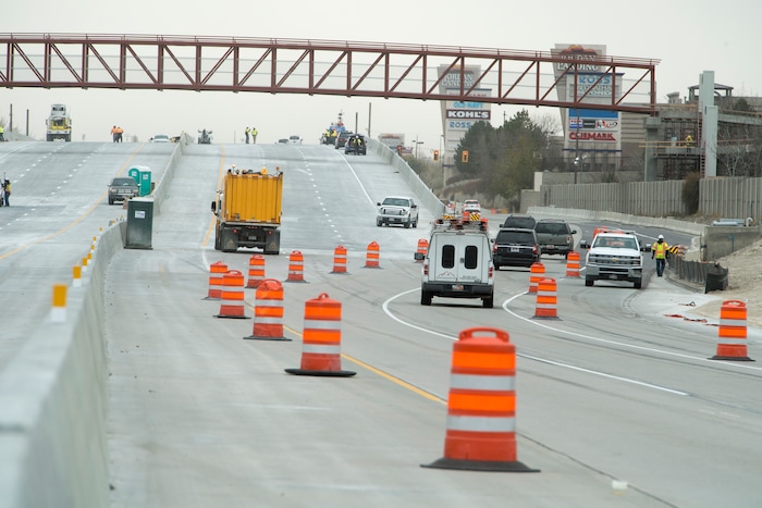 (Rick Egan  |  The Salt Lake Tribune)  The new bridge set to openon Saturday, 7000 So. Bangerter Highway. The Utah Department of Transportation (UDOT) will open several major construction projects this weekend in western Salt Lake County. Thursday, November 16, 2017.


