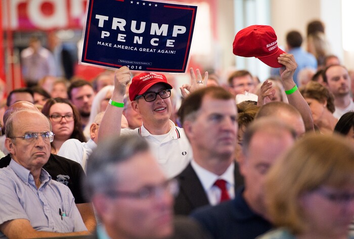 Leah Hogsten | The Salt Lake Tribune
Supporters of Republican Sen. Ted Cruz of Texas show their appreciation during his stump speech for Utah's 3rd District primary candidate, former state Rep. Chris Herrod, June 29, 2017 at Entrata in Lehi.