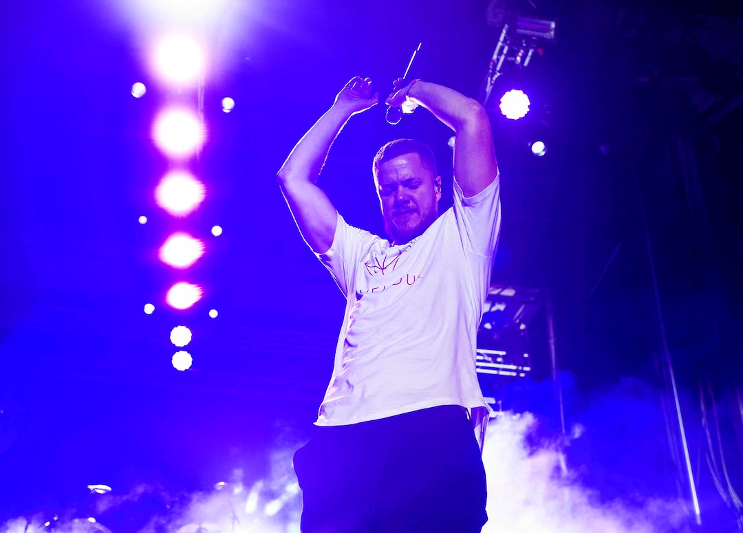 (Rick Egan  |  The Salt Lake Tribune) Dan Reynolds sings for Imagine Dragons at the LoveLoud Festival at Brent Brown Ballpark at UVU campus, Saturday, August 26, 2017.
