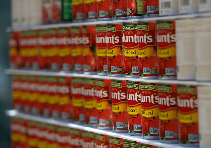 (Scott Sommerdorf | The Salt Lake Tribune) Salt Lake City Public Library hosted a community display and food drive focused on healthy food items for the Utah Food Bank. Teams from six local health care–related businesses built giant sculptures using healthy canned, bagged, and boxed foods. The replica of Rice-Eccles Stadium won the public choice award, Thursday, August 10, 2017.