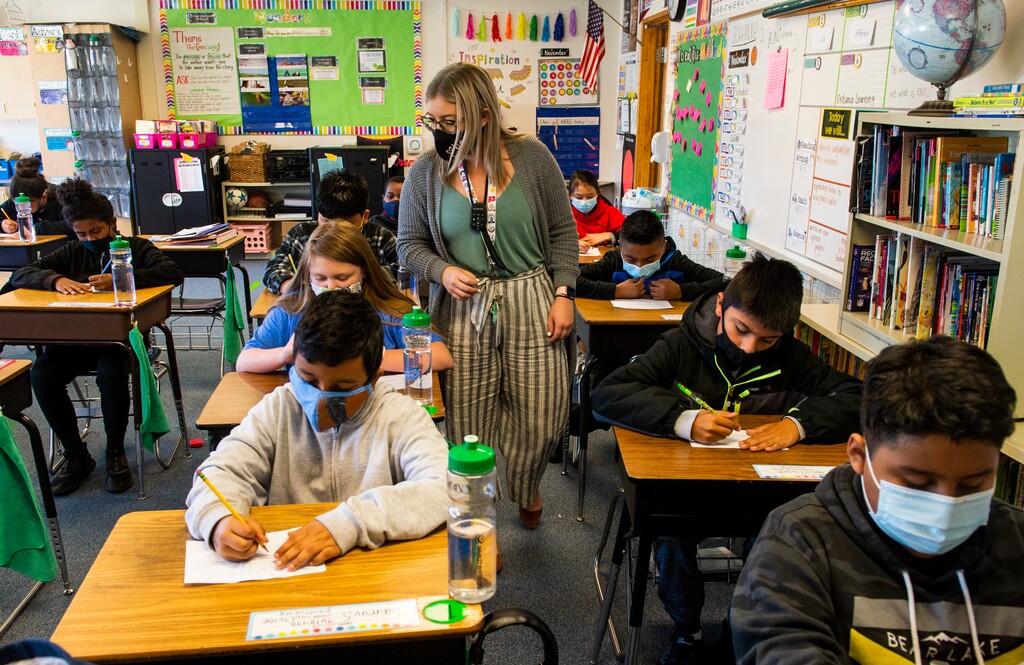 (Rick Egan | The Salt Lake Tribune) McKenzie Jackson teaches fifth grade at Lincoln Elementary School in South Salt Lake on Thursday, Nov. 5, 2020. The state will now receive $205 million to help with learning loss from the pandemic.