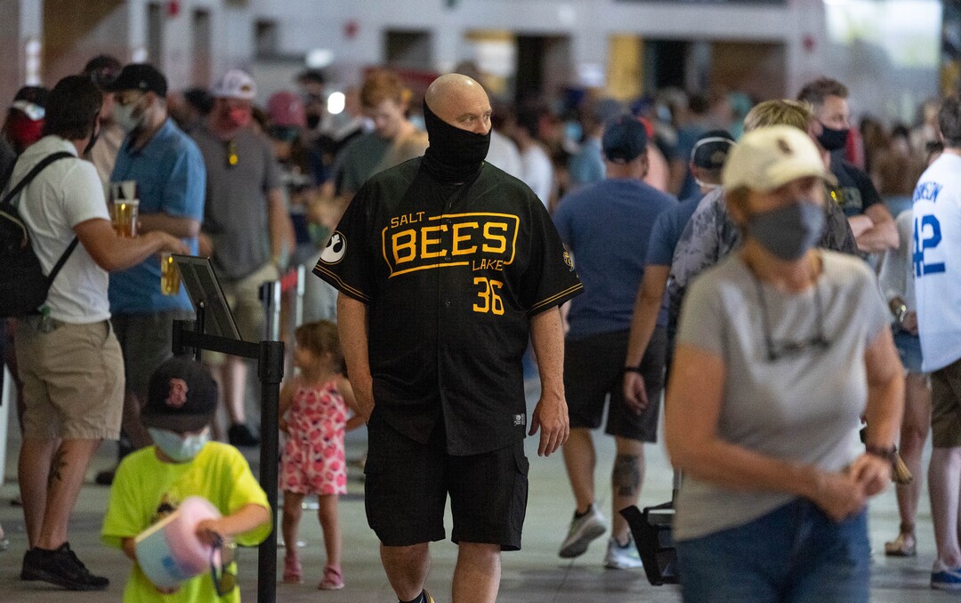 (Francisco Kjolseth | The Salt Lake Tribune) The Salt Lake Bees open their season at Smith’s Ballpark Thursday night, May 6, 2021, after shutting down last season due to the pandemic.