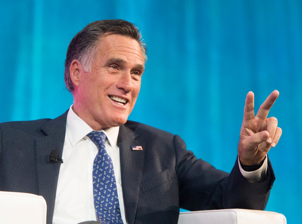 (Rick Egan  |  The Salt Lake Tribune)   Mitt Romney speaks at the Tech Summit at the Salt Palace Convention Center,  Friday, January 19, 2018.