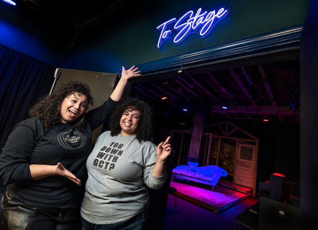 (Leah Hogsten | The Salt Lake Tribune) Good Company Theatre's co-directors and sisters, Alicia, left, and Camille Washington welcome the world to their stage, Feb. 4, 2022, in Ogden. The two are advocates regarding issues of race in the local theatre community.