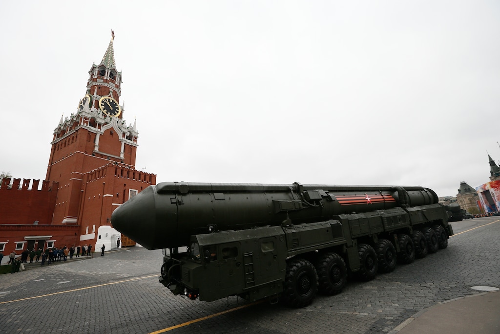 (AP Photo/Alexander Zemlianichenko, File) In this Tuesday, May 9, 2017, file photo, Russian Topol M intercontinental ballistic missile launcher rolls along Red Square during the Victory Day military parade to celebrate 72 years since the end of WWII and the defeat of Nazi Germany, in Moscow.