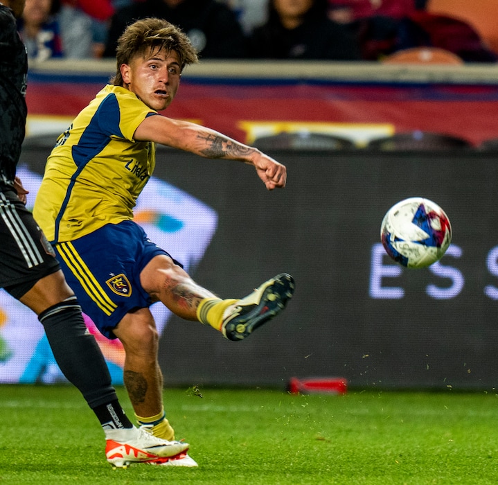 (Rick Egan | The Salt Lake Tribune) Real Salt Lake midfielder Diego Luna (26), in MLS soccer action between Houston Dynamo and Real Salt Lake, at America First Field, in Sandy, on Monday, Nov. 6, 2023.