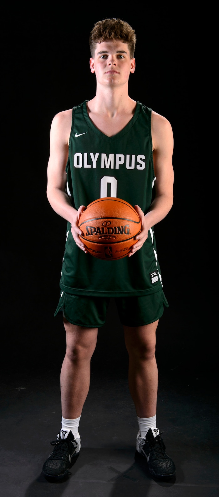(Steve Griffin  |  The Salt Lake Tribune)  Prep basketball Jeremy DowDell, Olympus, in the Salt Lake Tribune studio in Salt Lake City Tuesday April 10, 2018.