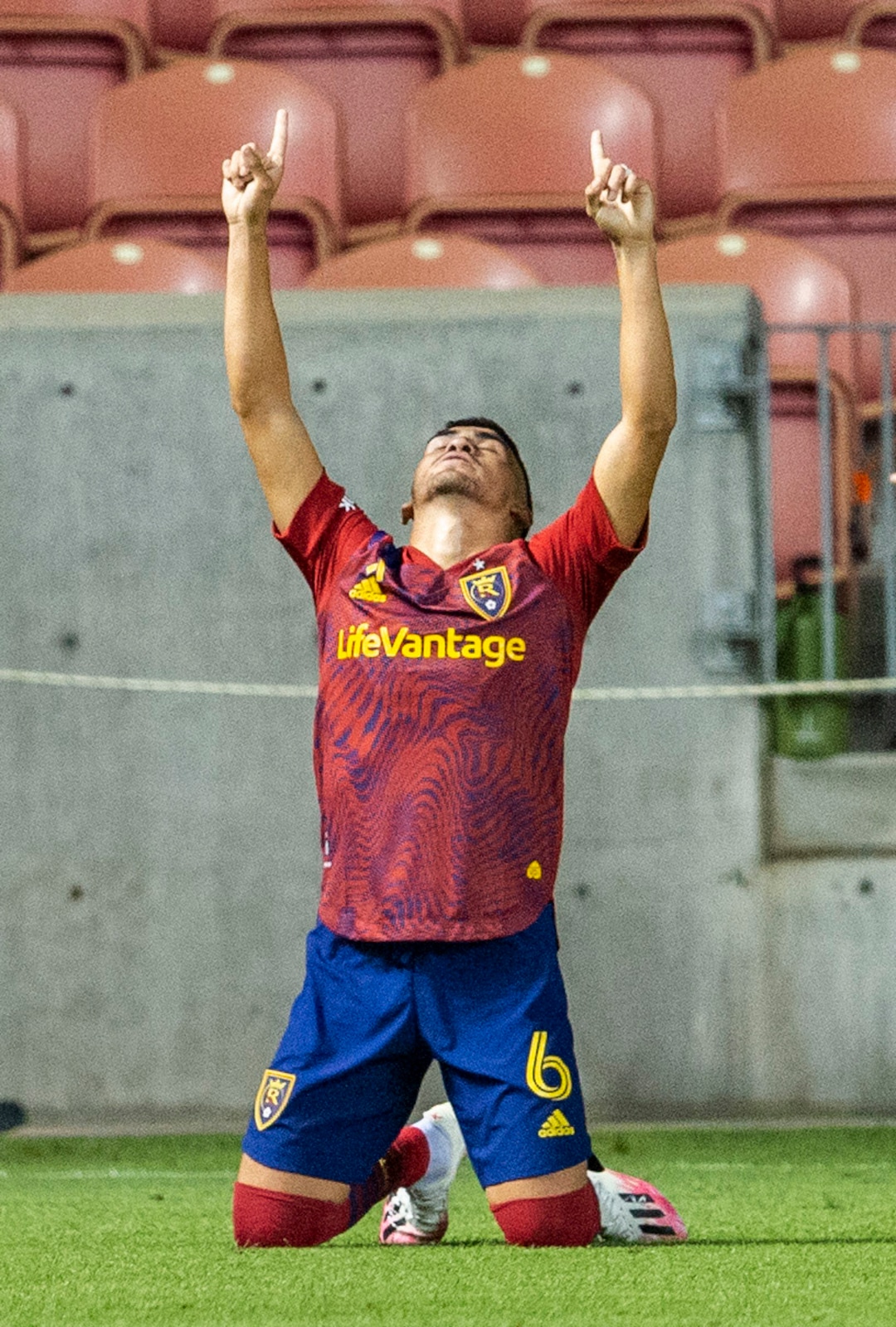 (Rick Egan  |  The Salt Lake Tribune)    Real Salt Lake midfielder Pablo Ruiz (6) celebrates game-tying goal late in the second period, MLS soccer action between Real Salt Lake and the Seattle Sounders, at Rio Tinto Stadium, Wednesday, Sept. 2, 2020.