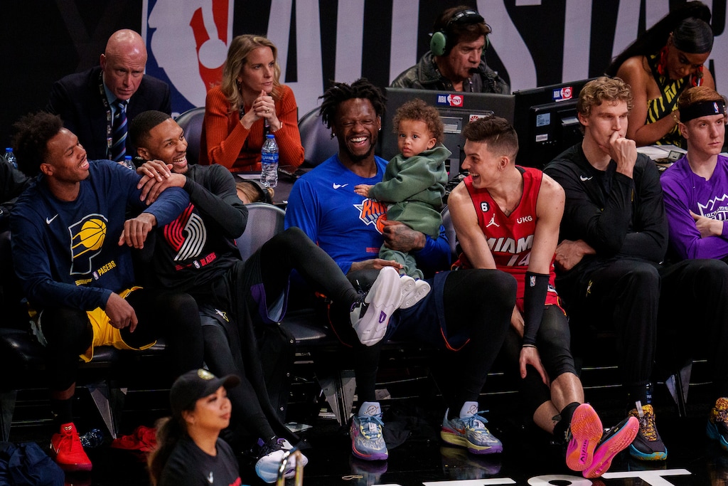(Trent Nelson  |  The Salt Lake Tribune) Damian Lillard, Portland Trail Blazers (0) wins the 3-Point Contest as part of NBA All-Star Weekend, in Salt Lake City on Saturday, Feb. 18, 2023.