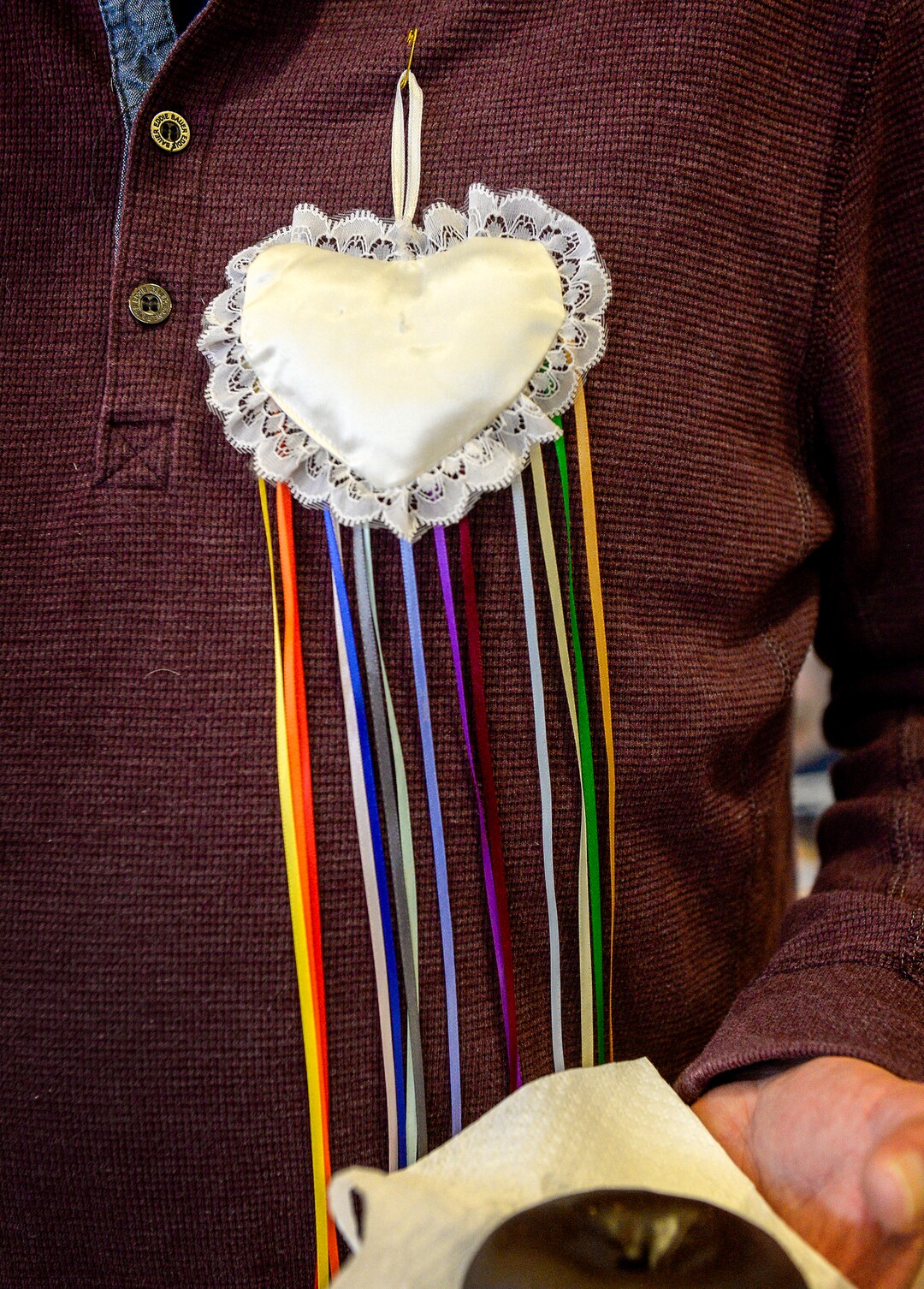 Leah Hogsten  |  The Salt Lake Tribune   Terry Waite, member of Christ United Methodist Church for over fifty years wore the "fruits of the spirit" pin he made nine years ago. Church members were awash in rainbows during Sunday services, March 3, 2019 in a show of solidarity for its LGBTQ members.  Last week in St. Louis, international delegates for the UMC voted to continue the faithÕs ban on same-sex weddings and ordination of LGBTQ clergy.  Many pastors and congregations in Utah and the U.S. were disappointed by the vote, which could ultimately cause a split in the ranks.