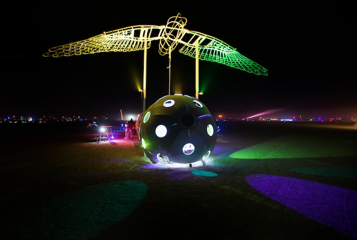 (Rick Egan  |  The Salt Lake Tribune)  “Interspecies Communication,” by Ela Lamblin, in the Black Rock Desert, during Burning Man. Friday, September 1, 2017.