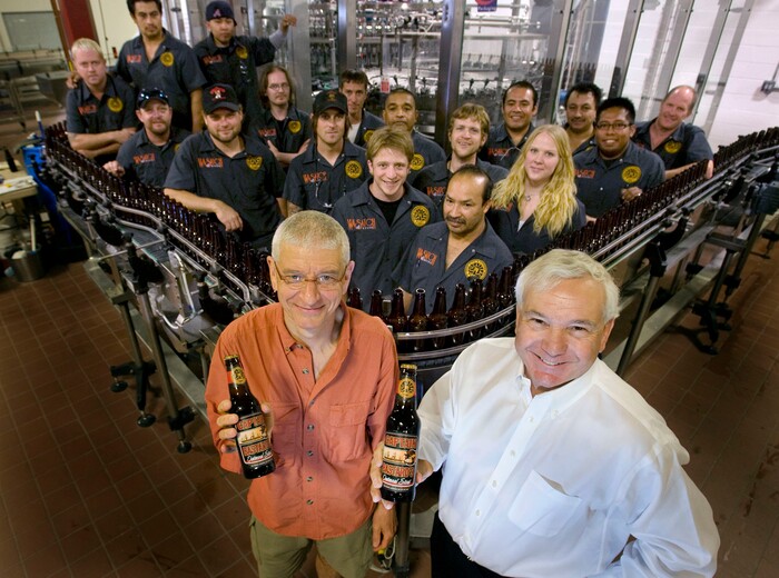 (Steve Griffin | Tribune file photo) Squatters founder Peter Cole, left, and Wasatch Beers founder Greg Schirf merged their microbrewery operations in 2000 and opened a new bottling line in 2010.