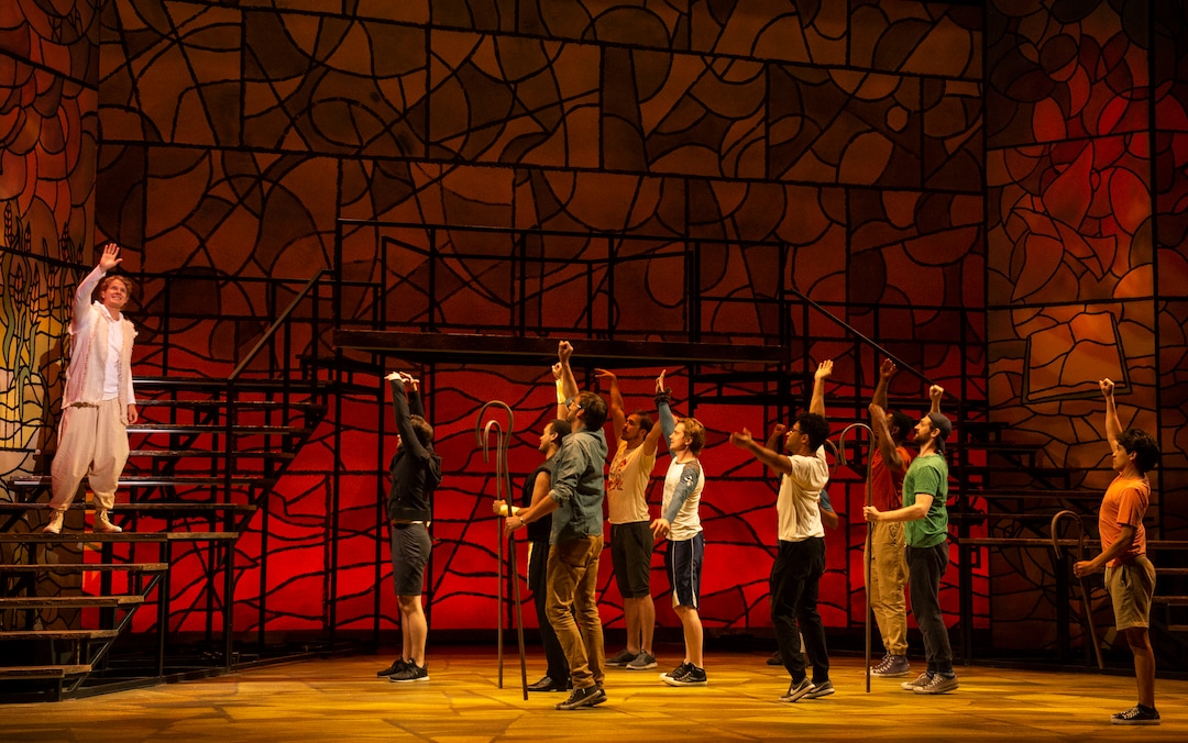 (Rick Egan  |  The Salt Lake Tribune)   Actors walk through a technical rehearsal for Joseph and the Amazing Technicolor Dreamcoat, at the Shakespeare Festival in Cedar City, Wednesday, June 19, 2019.
