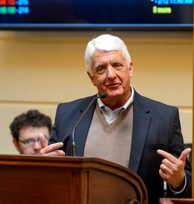 (Steve Griffin  |  The Salt Lake Tribune)  Utah Rep. Rob Bishop addresses legislators in the Senate chambers during a visit to the Utah Capitol in Salt Lake City on Friday, Feb. 2, 2018.