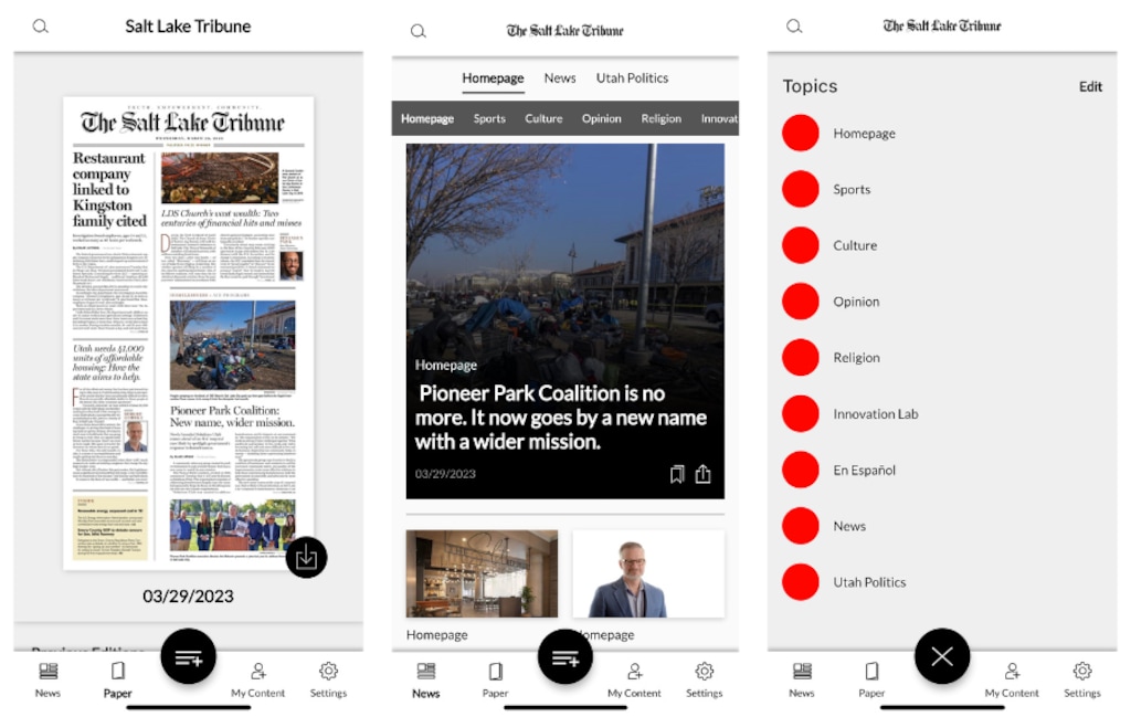 The new Salt Lake Tribune mobile app offers a better experience reading the e-edition plus a free live news feed with all the latest essential Utah news and information.