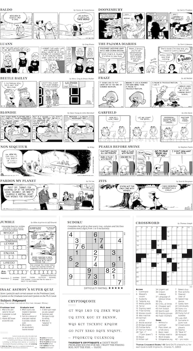 The comics and puzzles page for the Aug. 31, 2018, edition of The Salt Lake Tribune