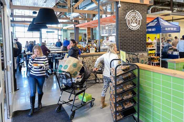 (Francisco Kjolseth  |  The Salt Lake Tribune)  More and more grocers are turning portions of their stores into a restaurants,  creating  competition for fast-food chains and traditional restaurants. The phenomenon is growing fast enough that the food industry is calling it the "grocerant" trend.  The new Park City Whole Foods, which opened down the street from the original, includes the Silver Mine Tap Room, a family-friendly restaurant with 24-beers on tap.