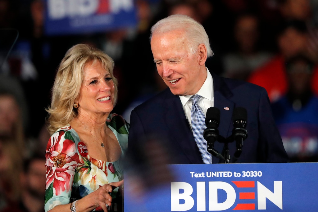 (Gerald Herbert | AP file photo) Democratic presidential candidate former Vice President Joe Biden, accompanied by his wife Jill Biden, speaks at a primary night election rally in Columbia, S.C., on Feb. 29, 2020. Jill Biden is a prankster. The Democratic Party’s attempt to adapt its typical convention rituals to a pandemic-induced virtual affair will be put through its paces Tuesday night.