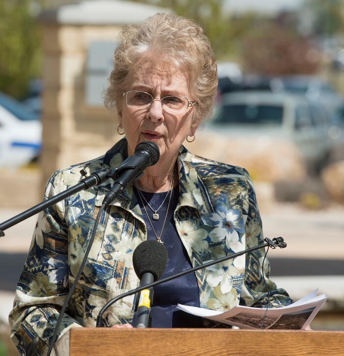 (Steve Griffin  |  Tribune file photo)

Midvale City Mayor JoAnn Seghini,  talks about the decades long process of dealing with the Midvale Slag Superfund site as she is joined by members of the U.S. Environmental Protection Agency state and local officials and business leaders in Midvale City, Utah on Monday, April 2015 during a program announcing the removal of the former Midvale Slag site from the Superfund National Priorities List.  
The 446-acre property, a former ore processing and smelting facility adjacent to the Jordan River, has been the subject of intensive cleanup activity and is now a thriving mixed-use redevelopment known as Bingham Junction.
