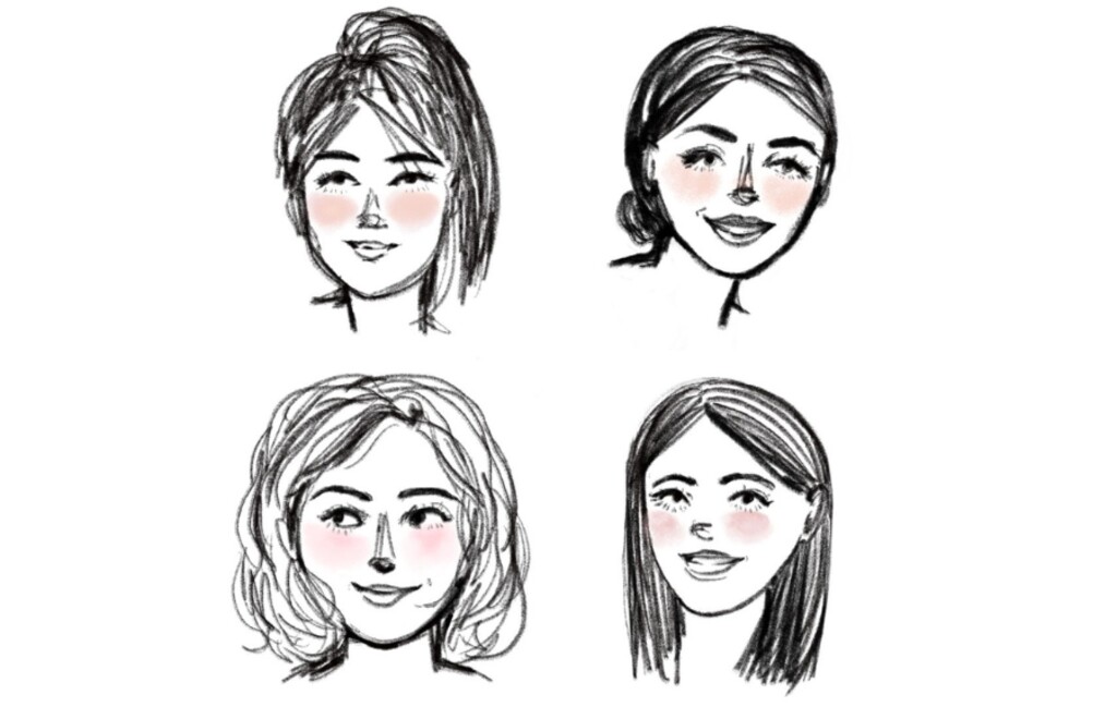(Anna Mischke) Illustrations by Anna Mischke of the four women who comprise the Hello Brave team, clockwise from top left: Anna Mischke, illustrator; Brooke Healy, teacher; Nina Gonzalez, a doctor; and Reina Beach, patients' advocate and mother of a childhood lymphoma survivor.