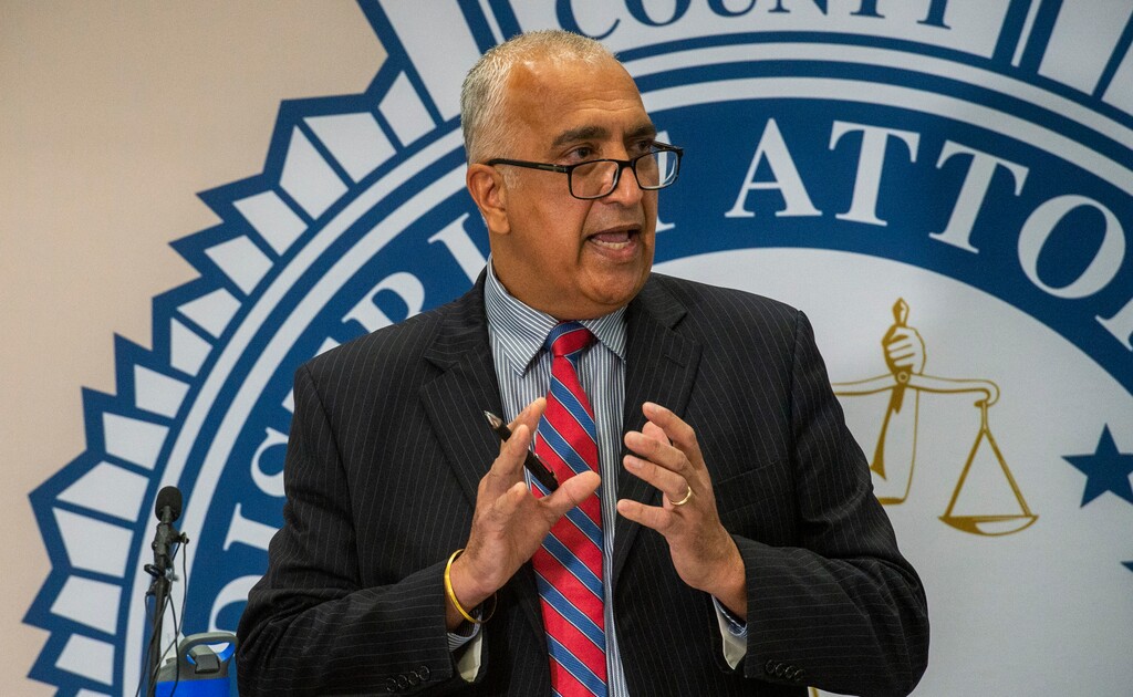 (Rick Egan  |  The Salt Lake Tribune)   Salt Lake District Attorney Sim Gill describes the details of the shooting of Bernardo Palacios-Carbajal during a news conference on Thursday, July 9, 2020.