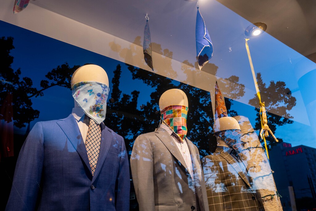(Trent Nelson  |  The Salt Lake Tribune) Mannequins in the window of UWM Men's Shop in Salt Lake City on Saturday, May 2, 2020.