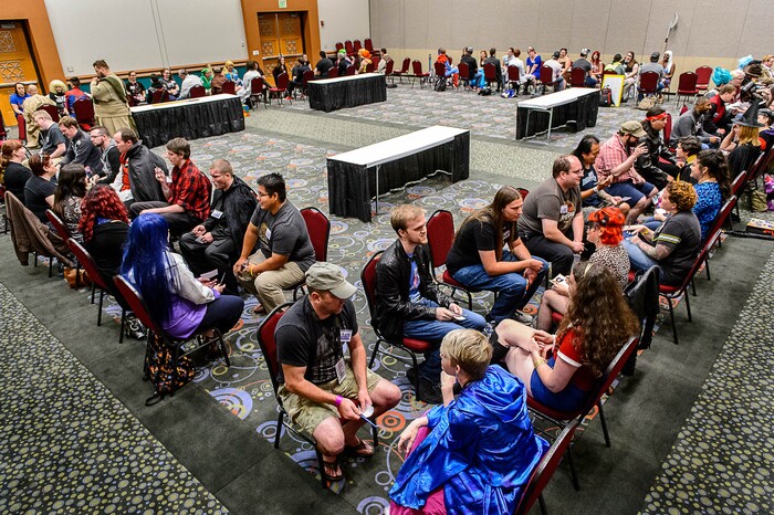 (Trent Nelson | The Salt Lake Tribune) Sci-Fi Speed Dating at Salt Lake Comic Con, Thursday September 21, 2017.