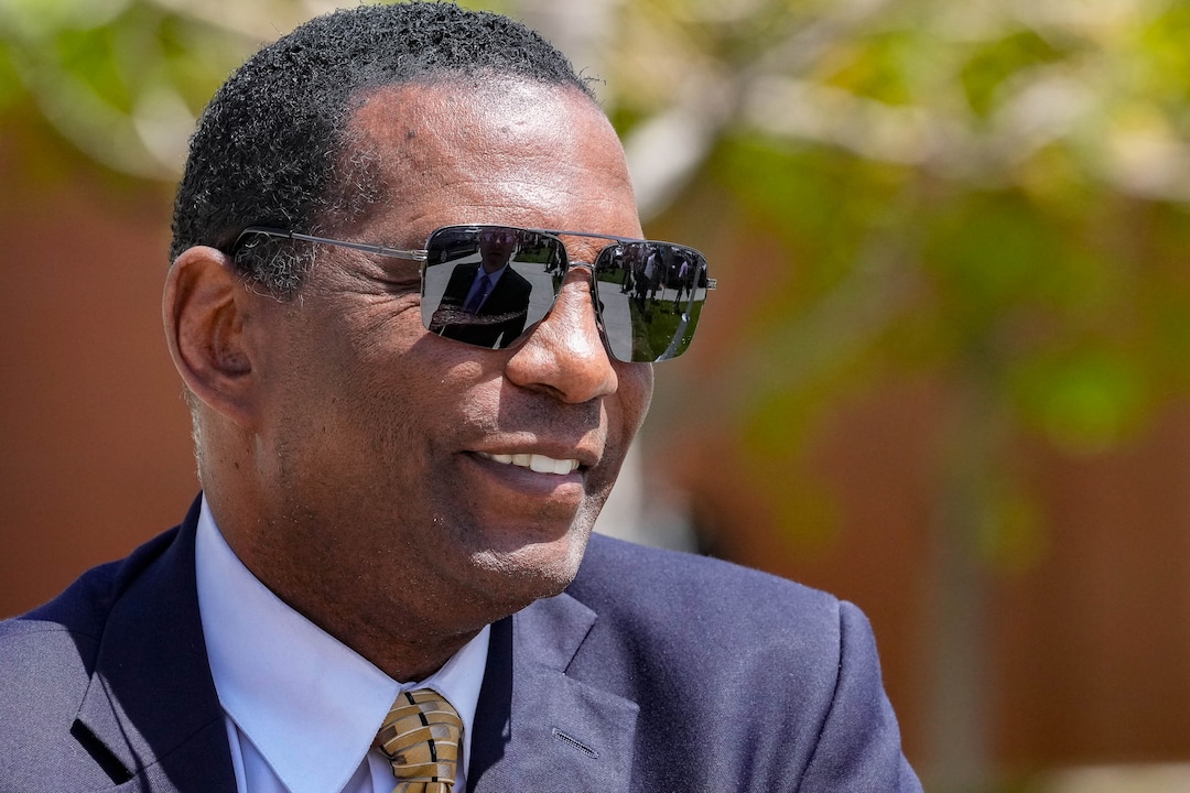 (Francisco Kjolseth | The Salt Lake Tribune) Rep. Burgess Owens, R-Utah, arrives for the funeral of former U.S. Sen. Orrin Hatch at The Church of Jesus Christ of Latter-day Saints Institute of Religion in Salt Lake City on Friday, May 6, 2022. Hatch, the longest-serving Republican senator in U.S. history and the longest-serving from Utah, died April 23 at age 88.