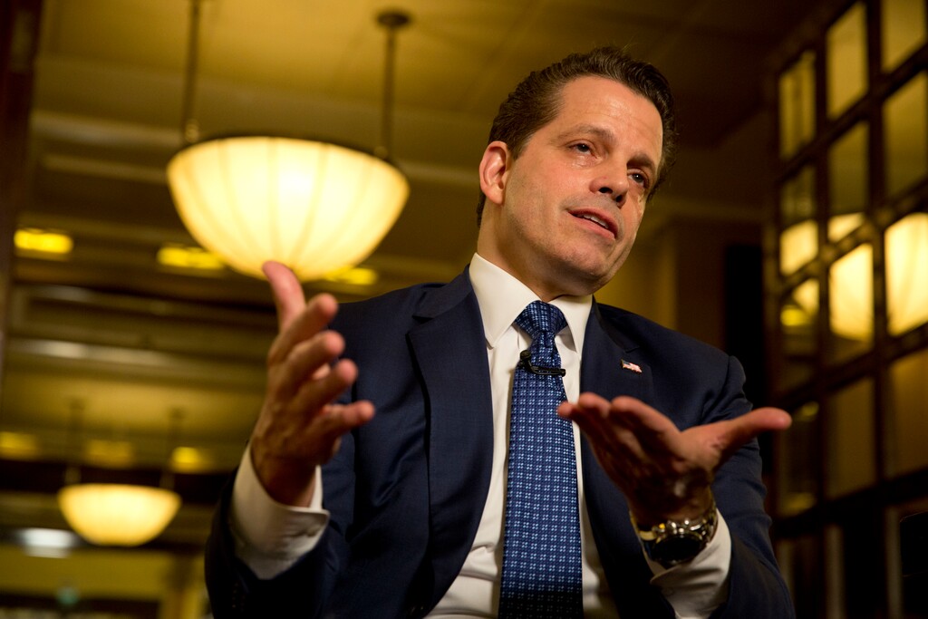 Former White House communications director Anthony Scaramucci poses for a photograph after an interview with the Associated Press in Jerusalem, Monday, Nov. 20, 2017.  (AP Photo/Ariel Schalit)