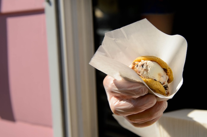(Trent Nelson | The Salt Lake Tribune)
The Penguin Brothers food truck serves ice cream sandwiches in Salt Lake City on Friday June 14, 2019.