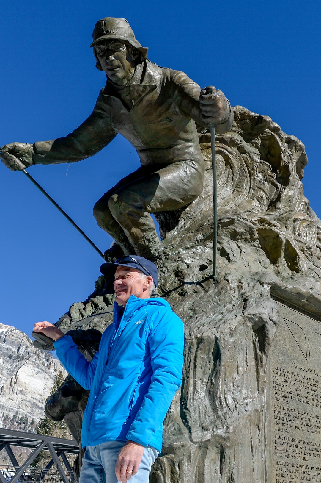 Leah Hogsten  |  The Salt Lake Tribune  Bob Bonar, who worked alongside the late Snowbird Ski and Summer Resort owner Dick Bass since before the resort opened in 1971, poses next to the recently placed bronze statue of Bass, paying tribute to BassÕ climbing feats and love for skiing and the resort he built. Bob Bonar began at Snowbird as a ski patroller and eventually became general manager, overseeing many of the major developments at the Little Cottonwood Canyon resort, including expansion into American Fork Canyon, cutting North America's first ski tunnel, and connecting with Alta ski resort. Snowbird's last original staff member, Bonar retired in November.