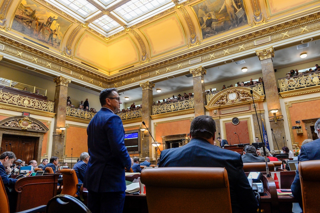 (Leah Hogsten  |  The Salt Lake Tribune)  L-r Speaker Greg Hughes, R-Draper addresses fellow House members, detailing his proposed medical cannabis bill.  Utah legislators voted to change the Utah Medical Cannabis Act, the bill that officials, Prop 2 opponents and medical marijuana advocates crafted and pitched as a compromise, Monday, Dec. 2, 2018 during a special session. Lawmakers voted for an overwritten version of the ballot initiative.