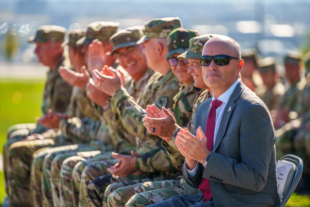 (Trent Nelson  |  The Salt Lake Tribune) Gov. Spencer Cox watches a flyover during Utah National Guard Governor's Day at Camp Williams on Saturday, Sept. 9, 2023.