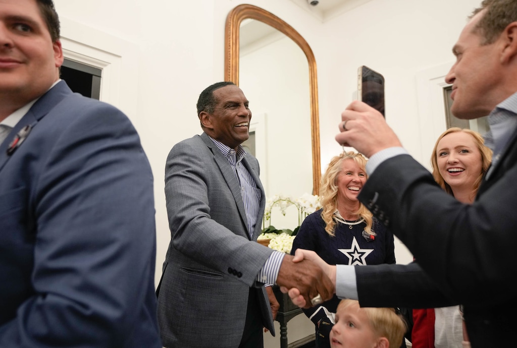 (Francisco Kjolseth  | The Salt Lake Tribune) U.S. Rep. Burgess Owens arrives for a GOP election night watch party on Tuesday, Nov. 5, 2024, in Draper.