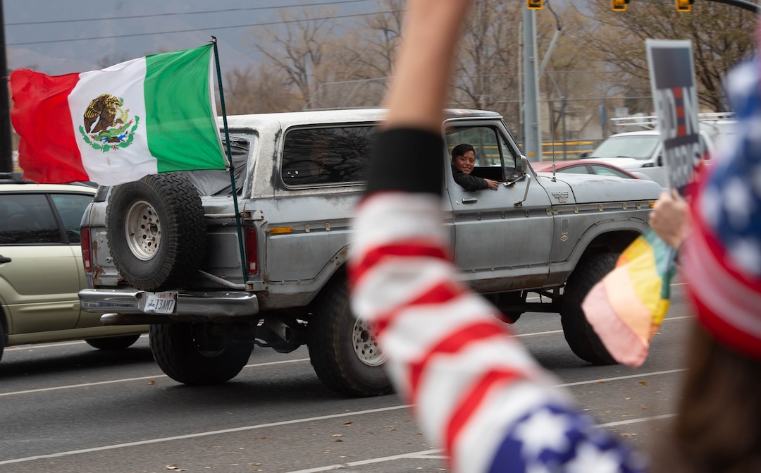 (Francisco Kjolseth  |  The Salt Lake Tribune) Supporters of President-elect Joe Biden celebrate at Liberty Park on Saturday, Nov. 7, 2020, in Salt Lake City.