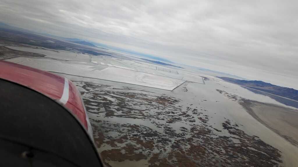 (Kelly Hannah  |  Friends of Great Salt Lake) A view of the Great Salt lake from a plane from EcoFlight, a Colorado-based nonprofit.