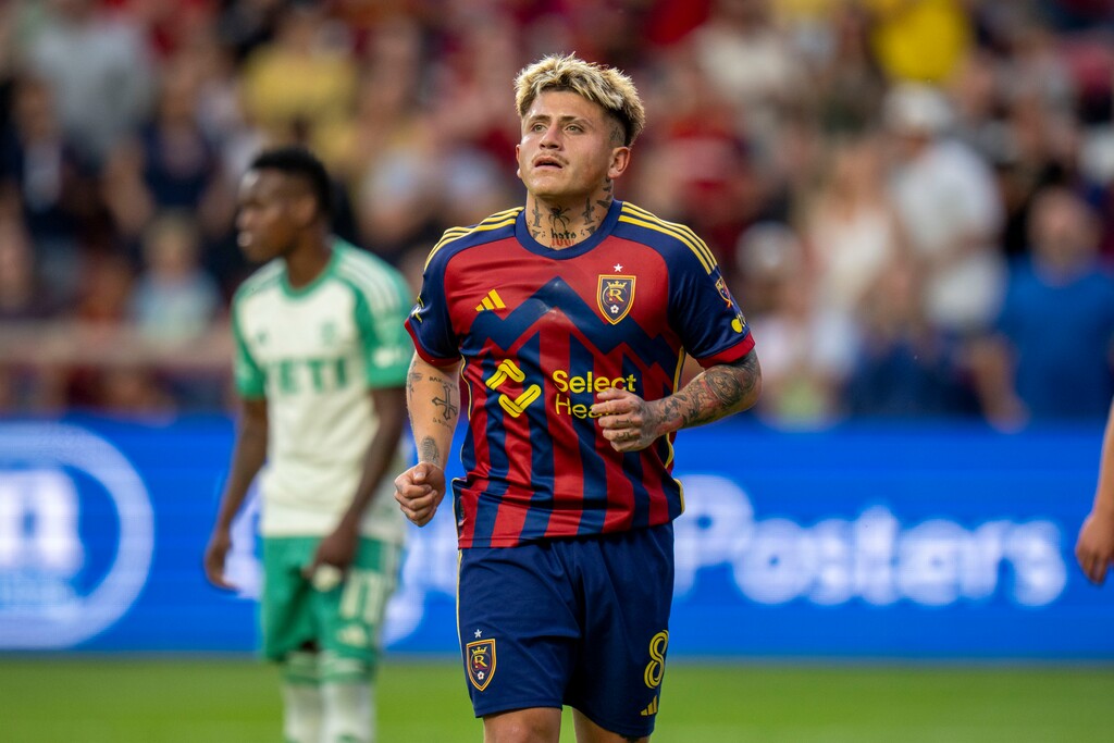 (Rick Egan | The Salt Lake Tribune)  Real Salt Lake midfielder Diego Luna (8), in MLS soccer action between Austin FC and Real Salt Lake, on Saturday, June 1, 2024.