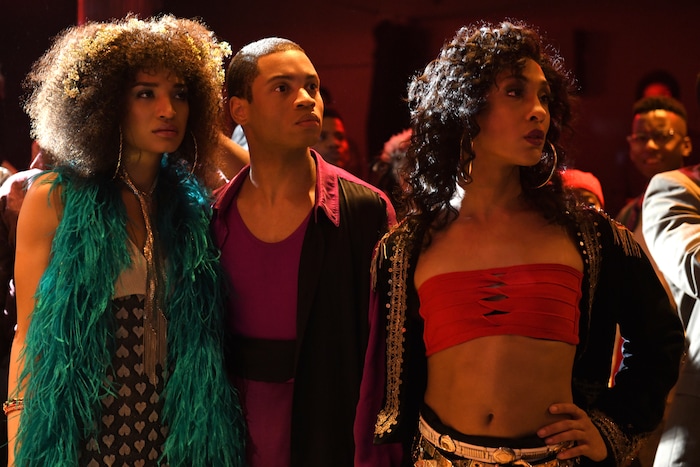 (Photo: JoJo Whilden/FX) Indya Moore as Angel, Ryan Jamaal Swain as Damon and Mj Rodriguez as Blanca in “Pose.”