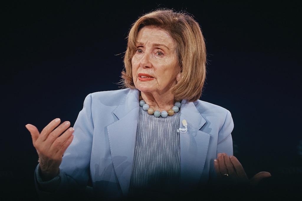 FILE - Former House Speaker Nancy Pelosi speaks during the Concordia Annual Summit in New York, Sept. 23, 2025. (AP Photo/Andres Kudacki, File)