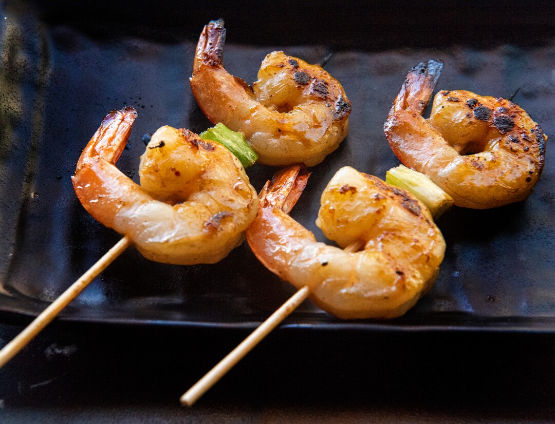 (Rick Egan  |  The Salt Lake Tribune)   Shrimp and scallion skewers at the Ramen Bar in Salt Lake City, Wednesday, Jan. 16, 2019.