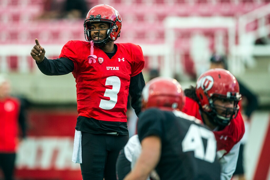 Chris Detrick  |  The Salt Lake TribuneUtah Utes quarterback Troy Williams (3) during a scrimmage at Rice-Eccles Stadium Friday March 31, 2017.  