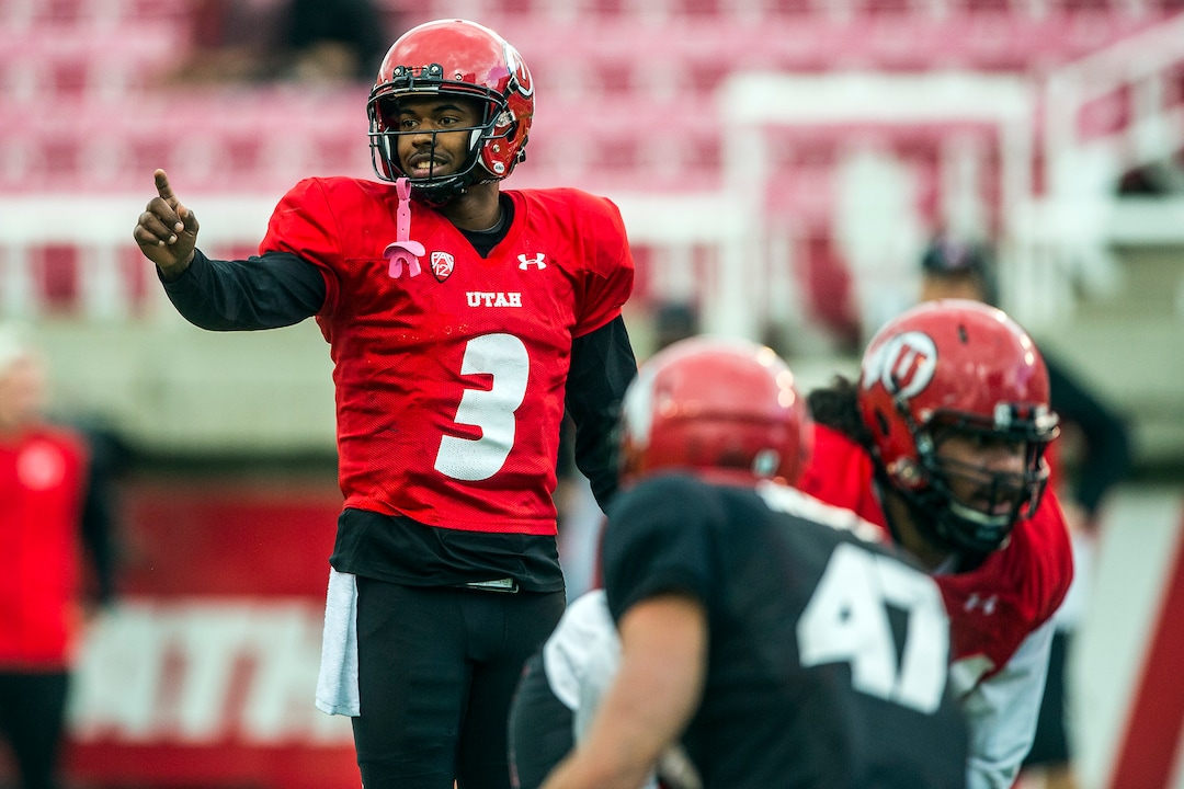 Chris Detrick  |  The Salt Lake TribuneUtah Utes quarterback Troy Williams (3) during a scrimmage at Rice-Eccles Stadium Friday March 31, 2017.  