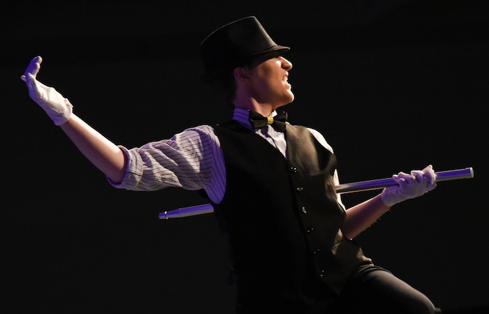 (Francisco Kjolseth  |  The Salt Lake Tribune)  Ell Tingey, dressed as her stage name Nathaniel Jackson, lip syncs Frank Sinatra's New York, New York as Utah State University hosts their very first drag show recently. 