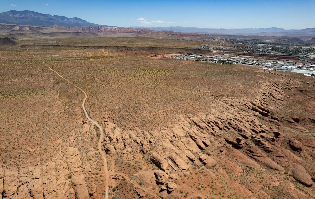 (Francisco Kjolseth |  The Salt Lake Tribune) The area for the proposed Northern Corridor Highway in St. George is pictured on Wednesday, June 12, 2024. The four-lane highway would cut through Mojave desert tortoise habitat.