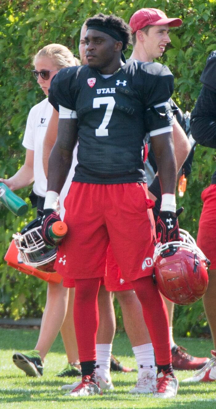 (Rick Egan  |  The Salt Lake Tribune)  University of Utah defensive back, Jaylon Johnson (7), during football practice, Monday, July 31, 2017.


