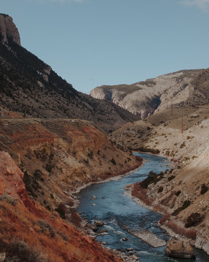 (Elliot Ross | The New York Times) The North Fork of the Shoshone River winds its way towards Cody, Wyo., on Jan. 28, 2020, below the Buffalo Bill Dam and along the North Fork Highway. Last September, The Cody Enterprise reported that Kanye West bought a property called Monster Lake Ranch, about eight miles outside Cody.
